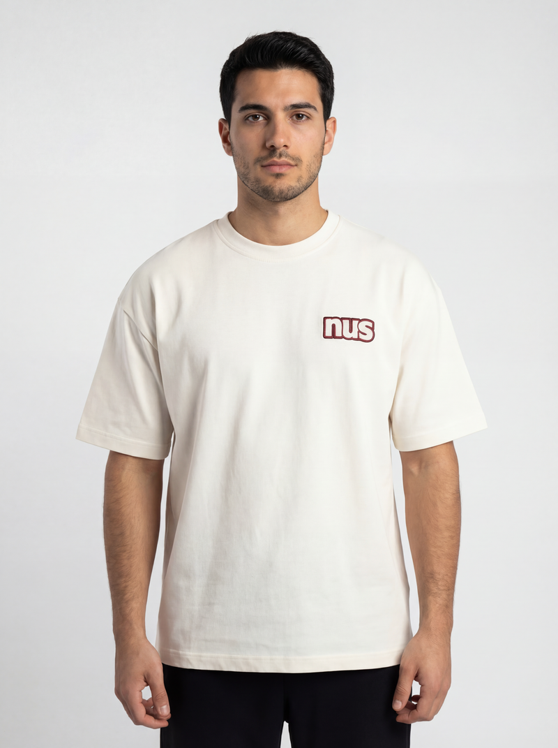 Maglietta Essential Cotton panna NUS, vista frontale